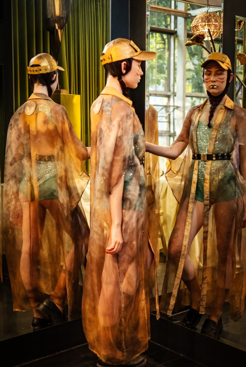 Botanical Dyed Silk Organza Long Cocoon Shirt