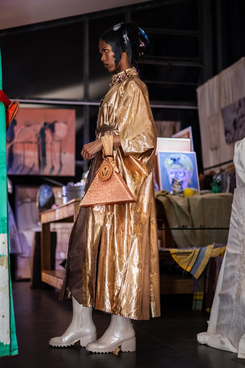 Botanical Dyed Champagne Cocoon Shirt Dress