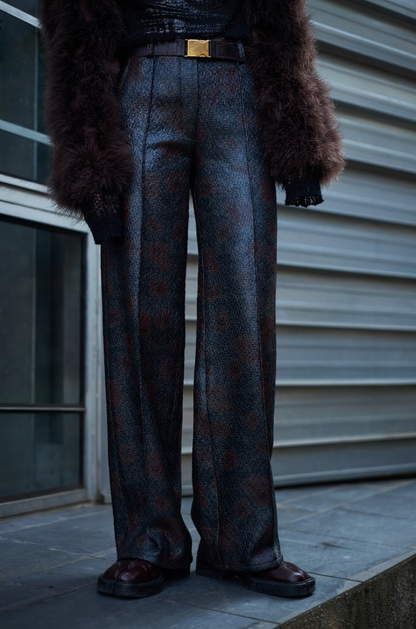 Rubberised Straight Leg Pants