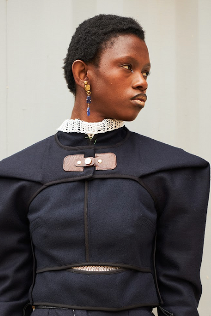 Rough Lapis Composite Earrings