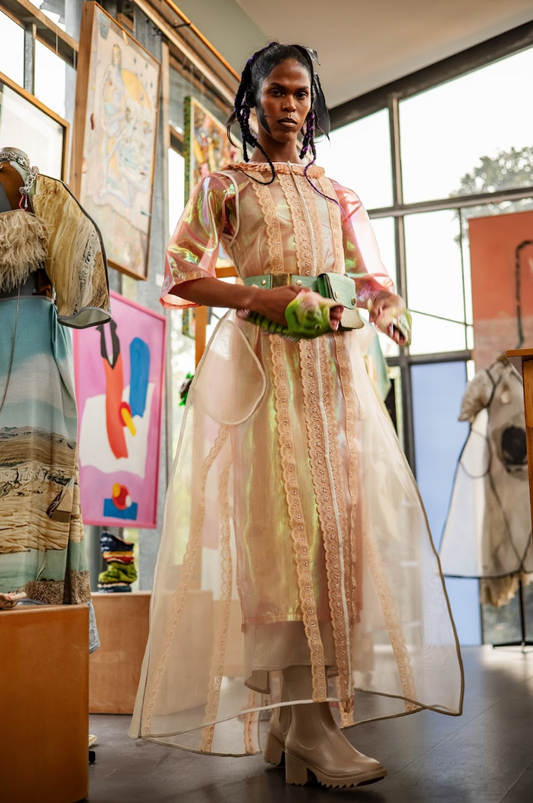 Motherboard Apron Dress with Vintage Frills