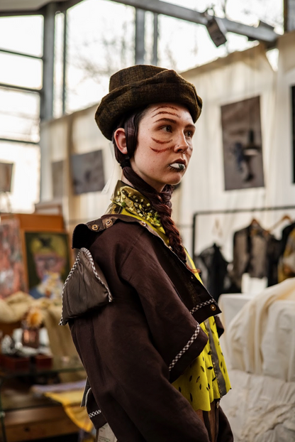 Roasted Coffee Oversized Cropped Shirt in Linen