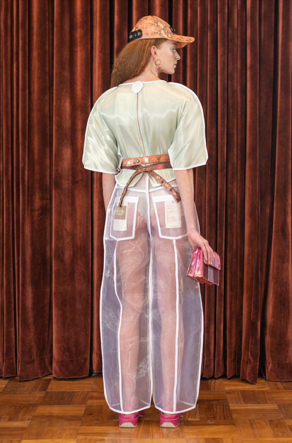 White Nylon Zibbon Signature Pants