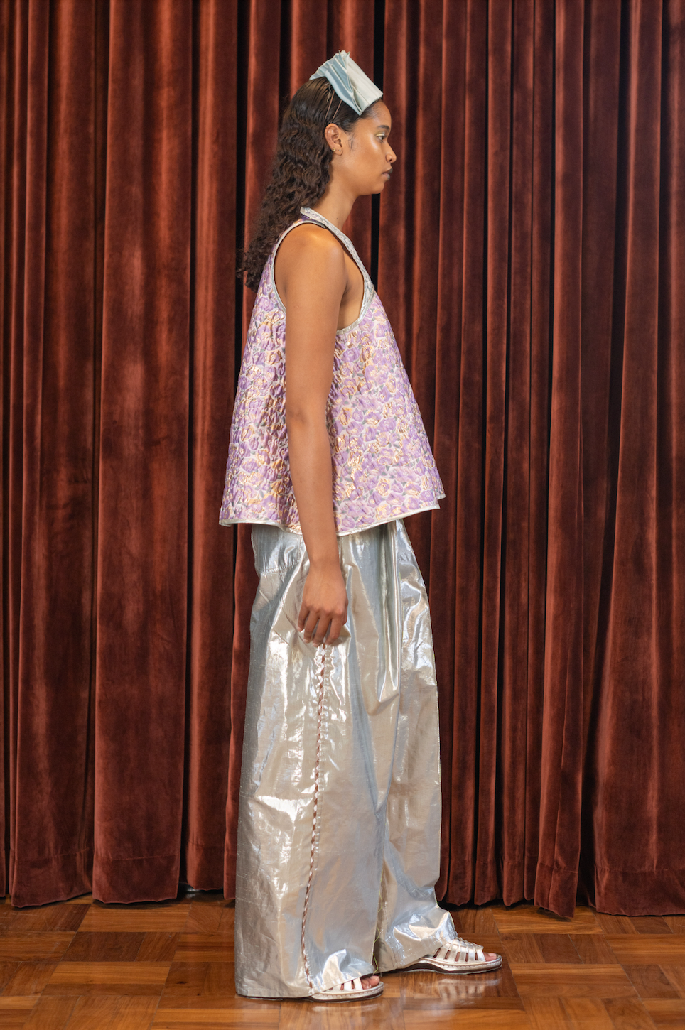 Water Caustics Signature Pants in Silk Lamé