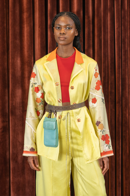 Hand-Dyed Clouded Sulphur Silk Shirt Blazer