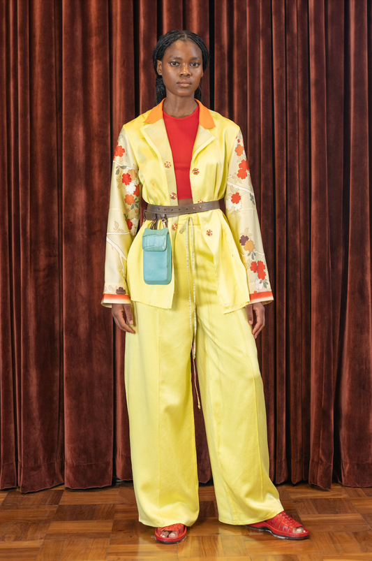 Hand-Dyed Clouded Sulphur Silk Shirt Blazer