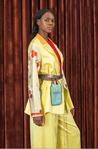 Hand-Dyed Clouded Sulphur Silk Shirt Blazer