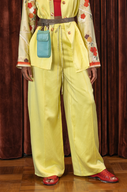 Hand-Dyed Clouded Sulphur Silk Signature  Pyjama Pants