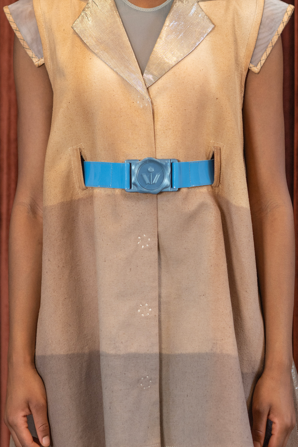 Sky Blue Suede 3D Printed Leather Belt