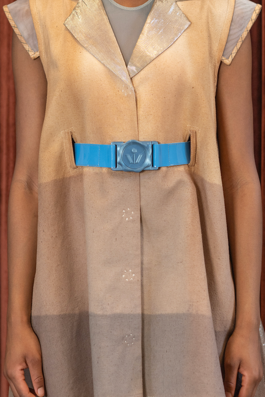 Sky Blue Suede 3D Printed Leather Belt