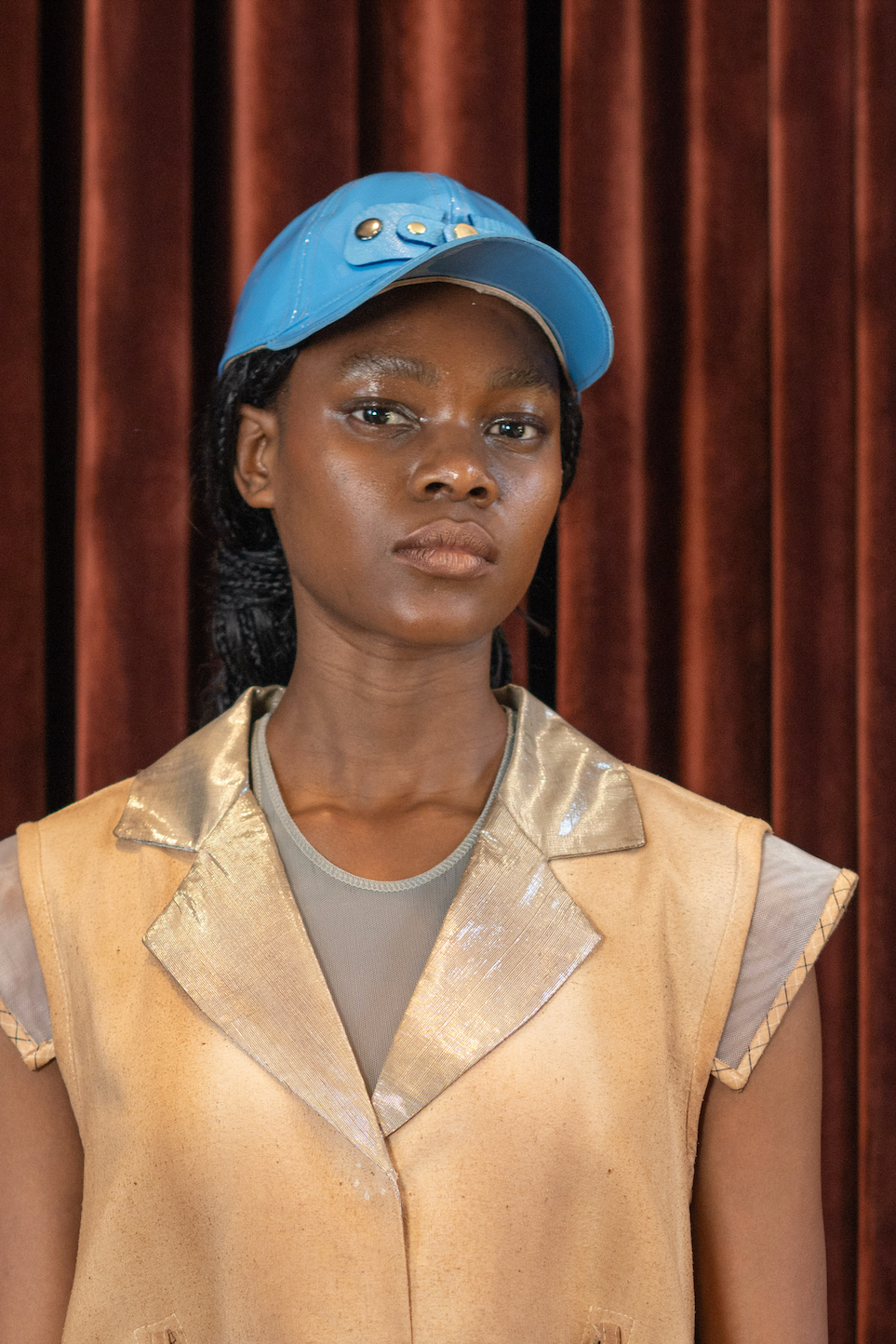 Sky Blue Suede Leather Cap