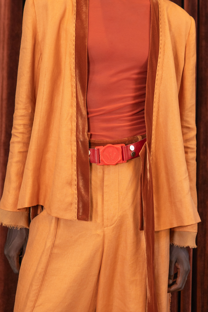 Red 3D Printed Napa Leather Belt