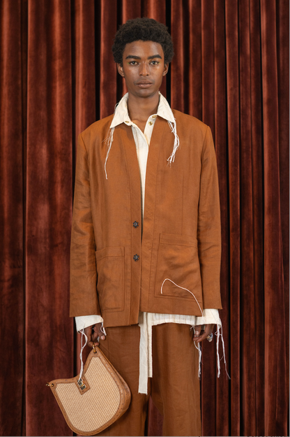 June Beetle V-Neck Jacket in Linen