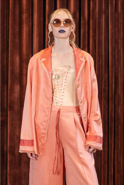 Rosy Maple Shirt Blazer in Silk Habotai