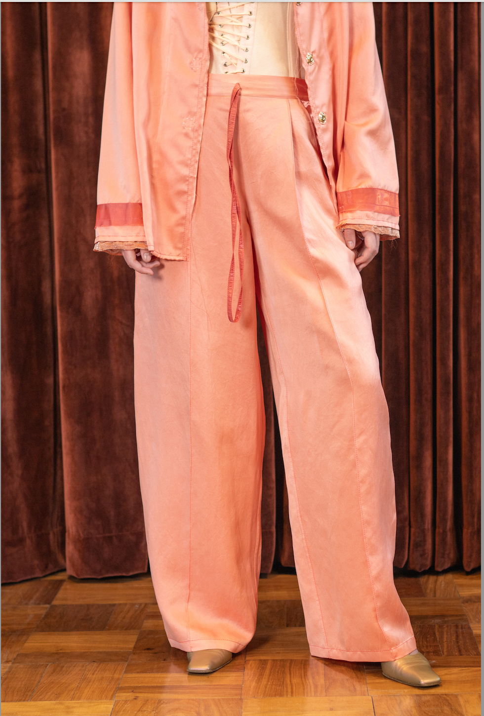 Rosy Maple Signature Pyjama Pants in Silk Habotai