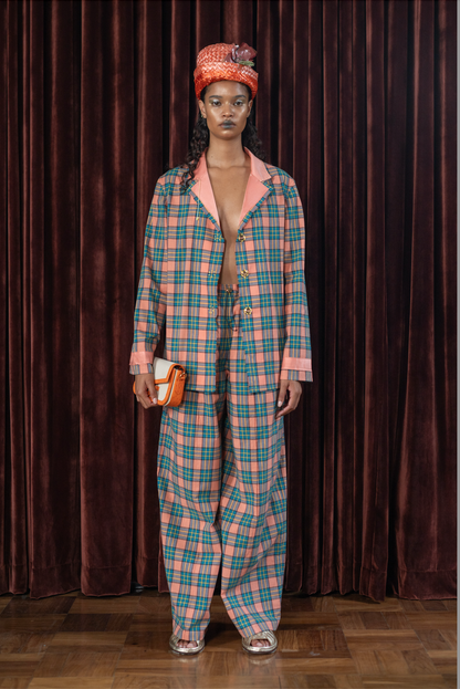 Peach Boxelder Shirt Blazer in Couture Checked Cotton