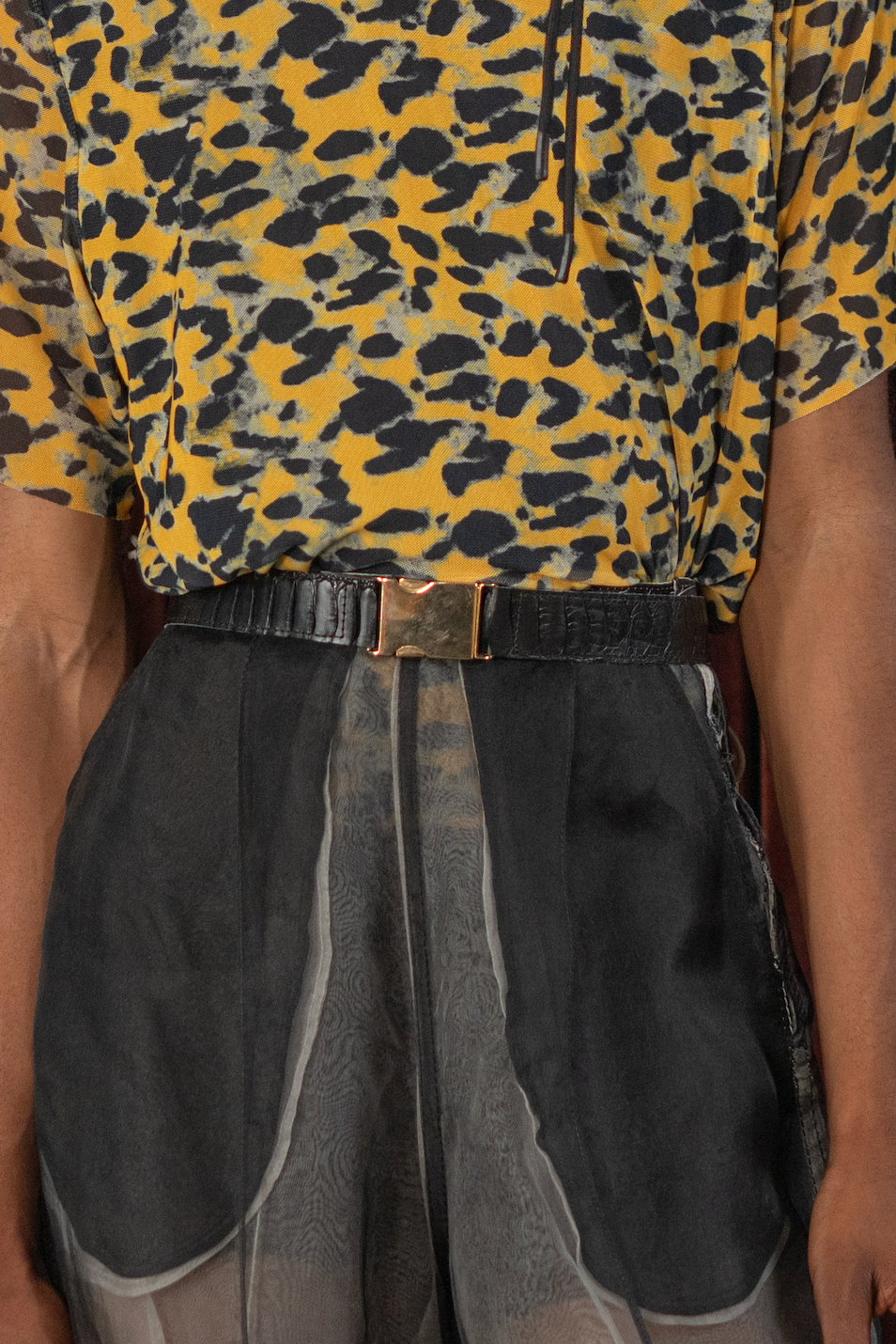 Black Ostrich Shin Leather Belt