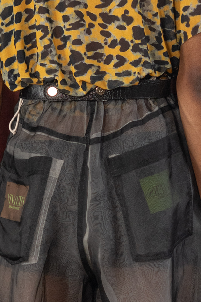 Black Ostrich Shin Leather Belt