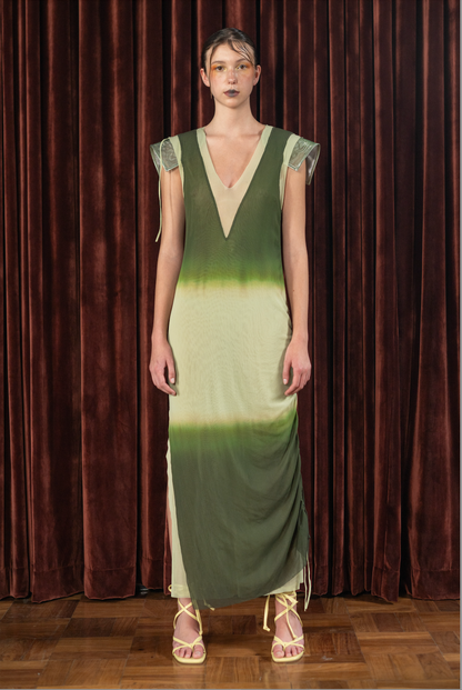 Mint Mantis V-Neck Column Dress