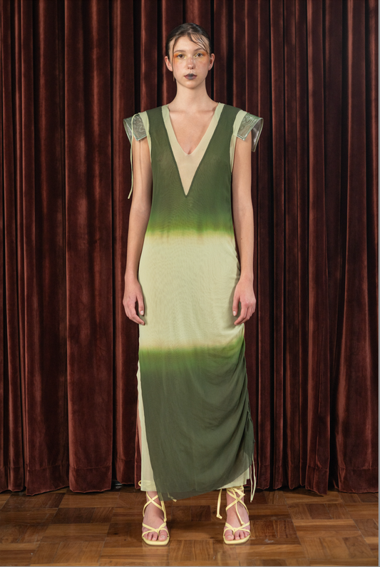 Mint Mantis V-Neck Column Dress