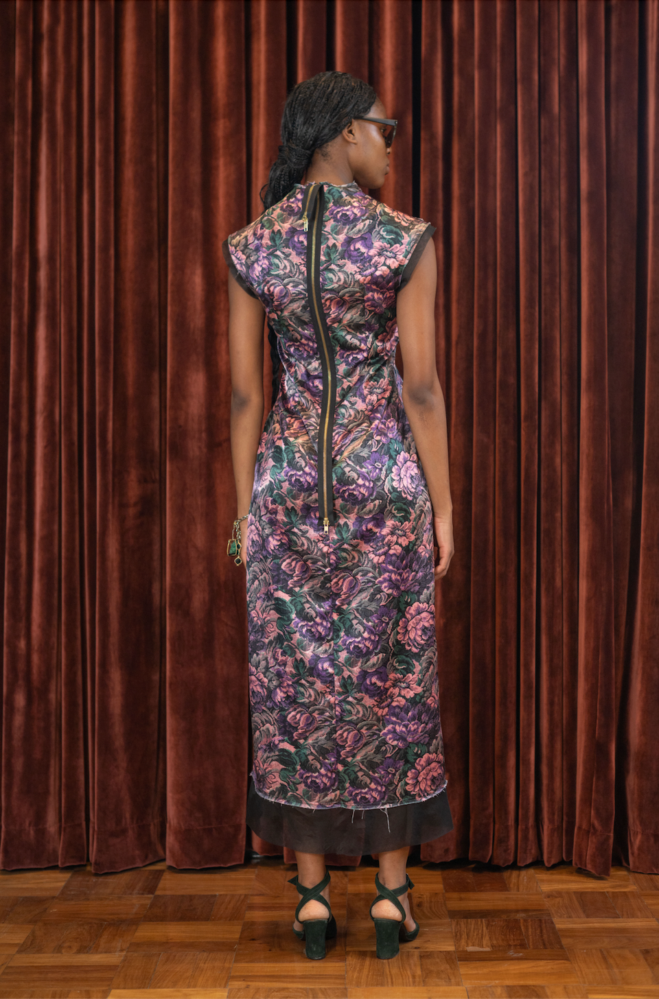 Midnight Bloom Shield Dress  in Couture Viscose