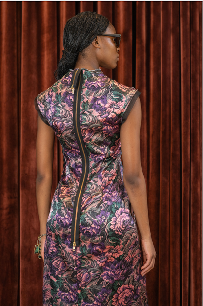 Midnight Bloom Shield Dress  in Couture Viscose