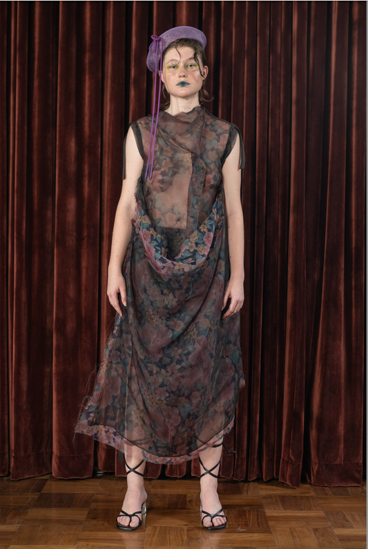 Nocturne Kobi Bloom Drape Dress in Couture Silk Organza