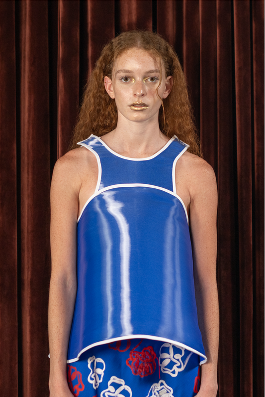 Out-of-the-Blue Apple Top in Sculpted Nylon