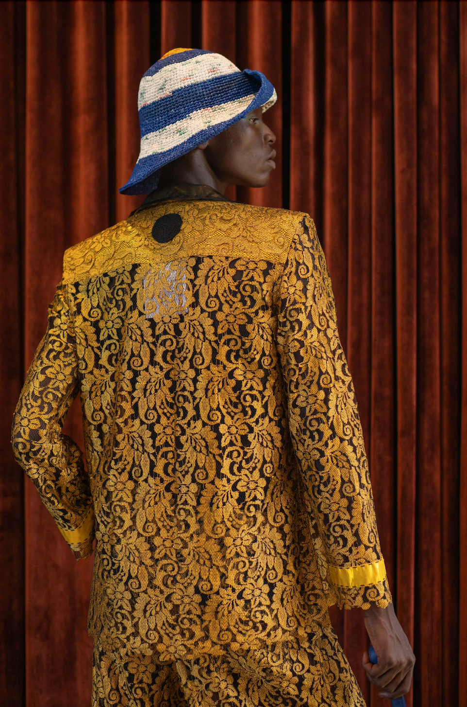 Ochre Shirt Blazer in Lace