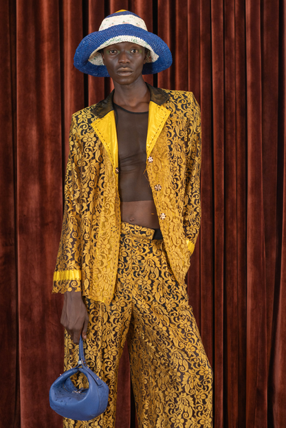 Ochre Shirt Blazer in Lace