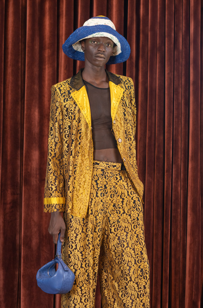 Ochre Shirt Blazer in Lace