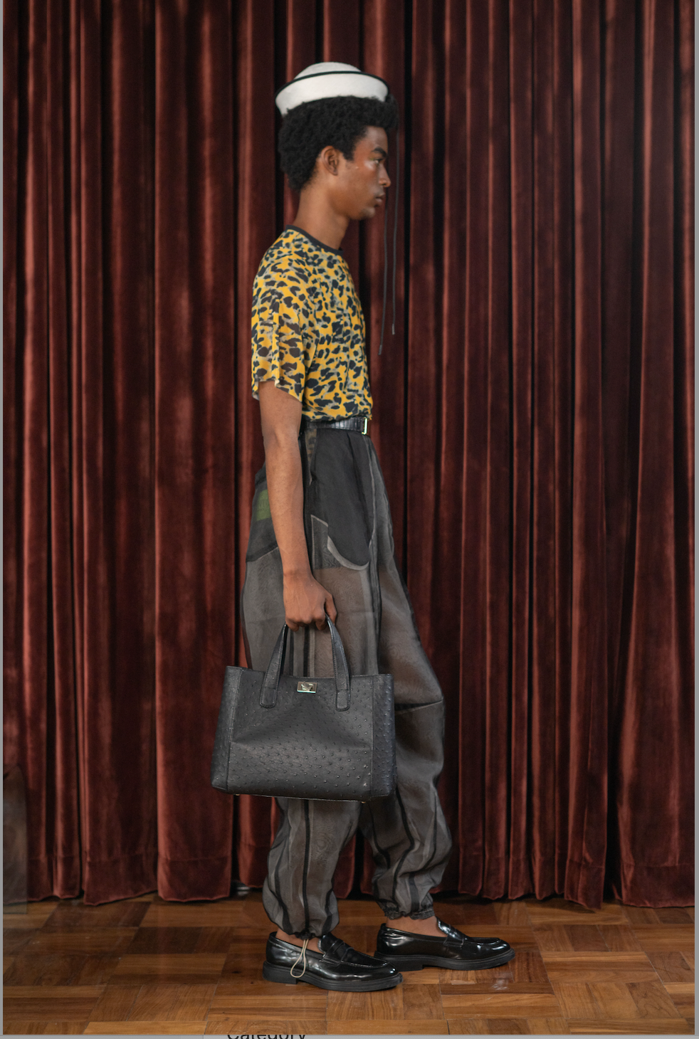 Leopard Boat Neck T-shirt in Stretch Mesh