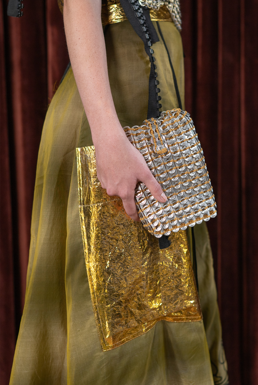 Silver and Brown Small Can Tab Sling Bag