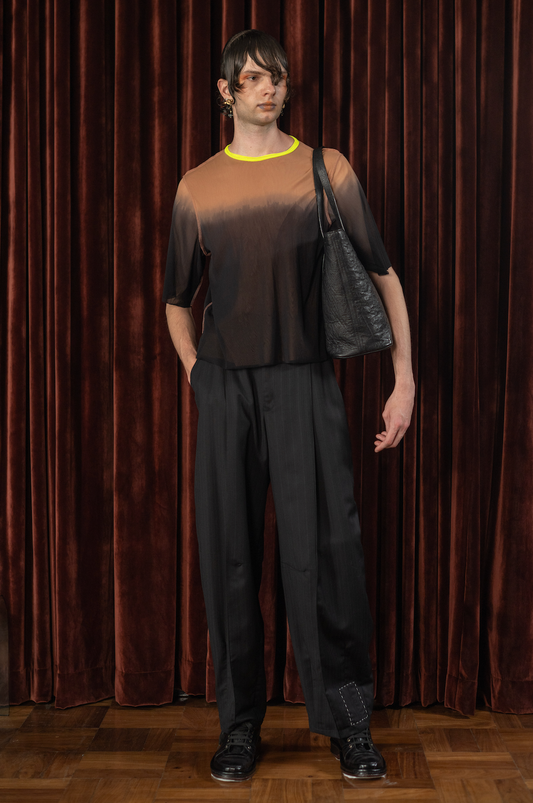 Black Worsted Wool Mohair Suiting Signature Pants