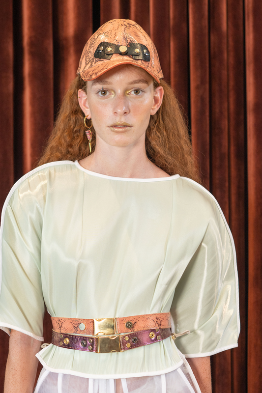 Reclaimed Coral Python Peach Leather Cap