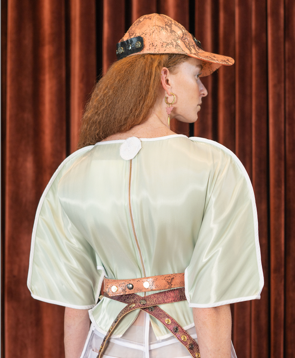 Reclaimed Coral Python Peach Leather Cap