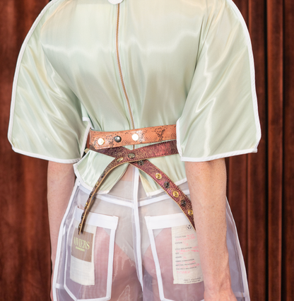 Reclaimed Coral Python Peach Leather Belt