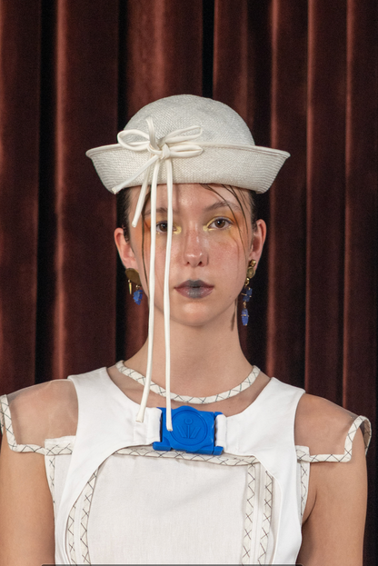 Brass Stud Earring with Lapis Stone and Spike Drops