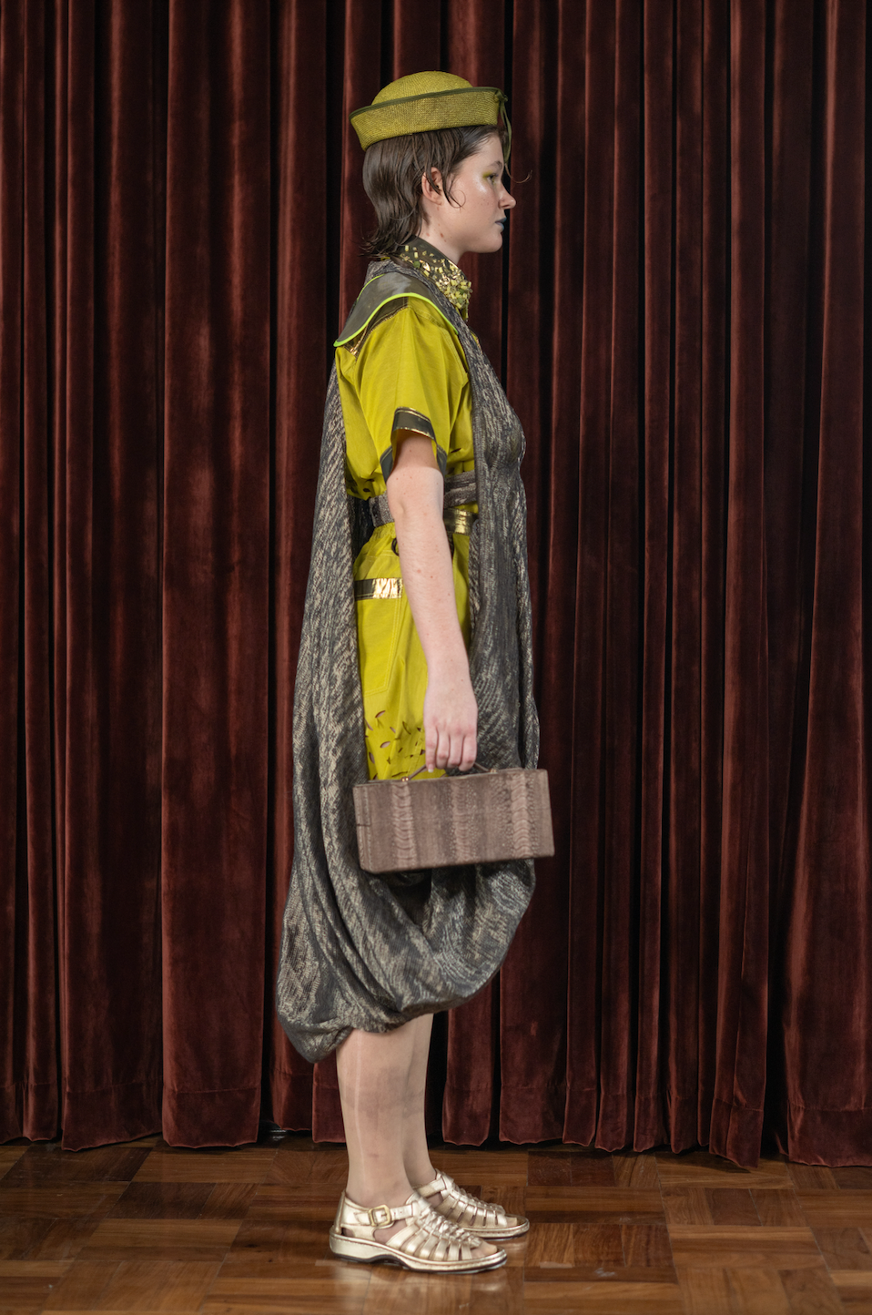 Mistra Soft Gold Linen Halter Neck Drape Dress