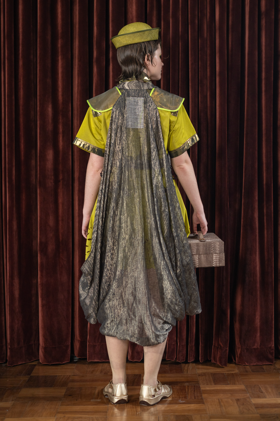 Mistra Soft Gold Linen Halter Neck Drape Dress