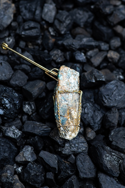 Kyanite Crystal Pendent in a Cork Cage