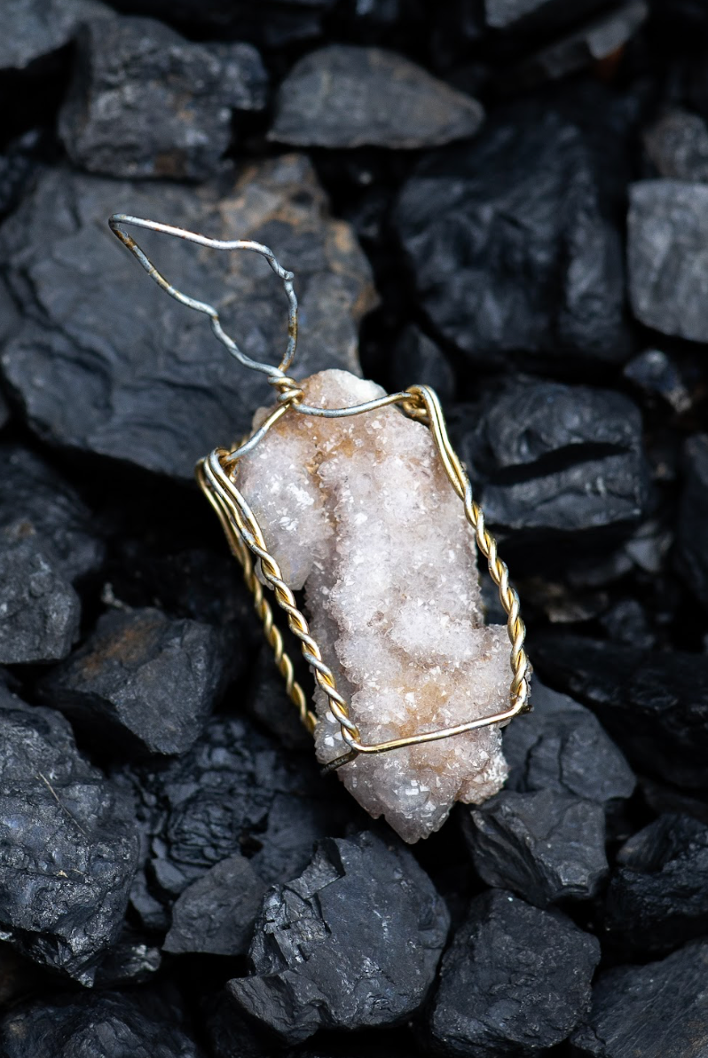 Spirit Crystal Quartz in a Cork Cage