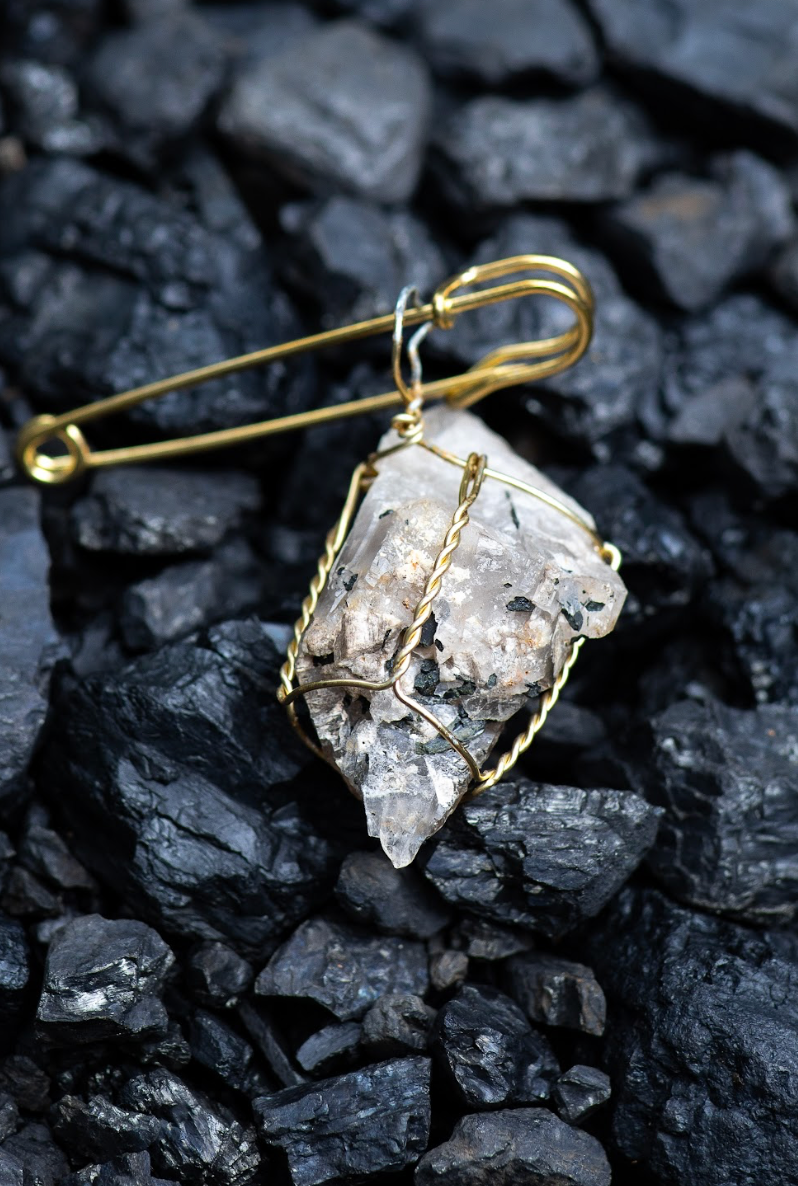 Tourmalinated Quartz in a Cork Cage