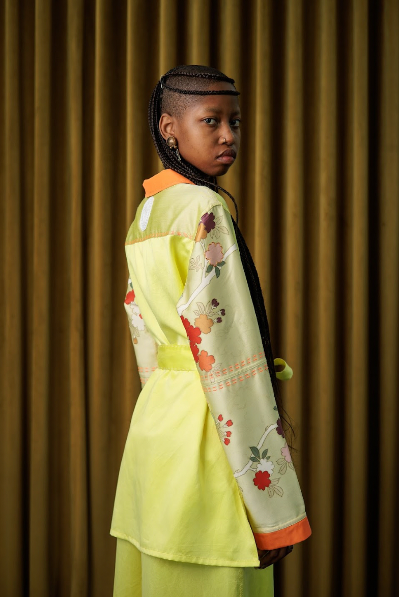 Hand-Dyed Clouded Sulphur Silk Shirt Blazer