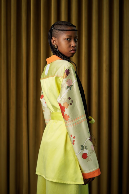 Hand-Dyed Clouded Sulphur Silk Shirt Blazer
