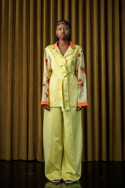 Hand-Dyed Clouded Sulphur Silk Shirt Blazer