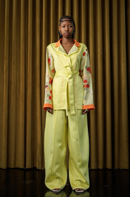 Hand-Dyed Clouded Sulphur Silk Shirt Blazer