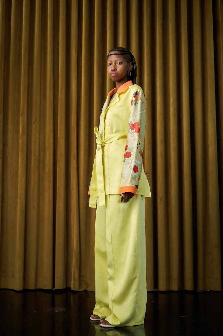 Hand-Dyed Clouded Sulphur Silk Shirt Blazer