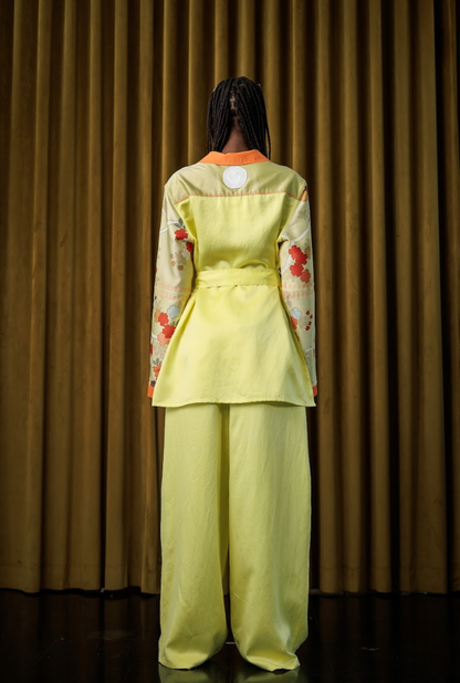 Hand-Dyed Clouded Sulphur Silk Shirt Blazer