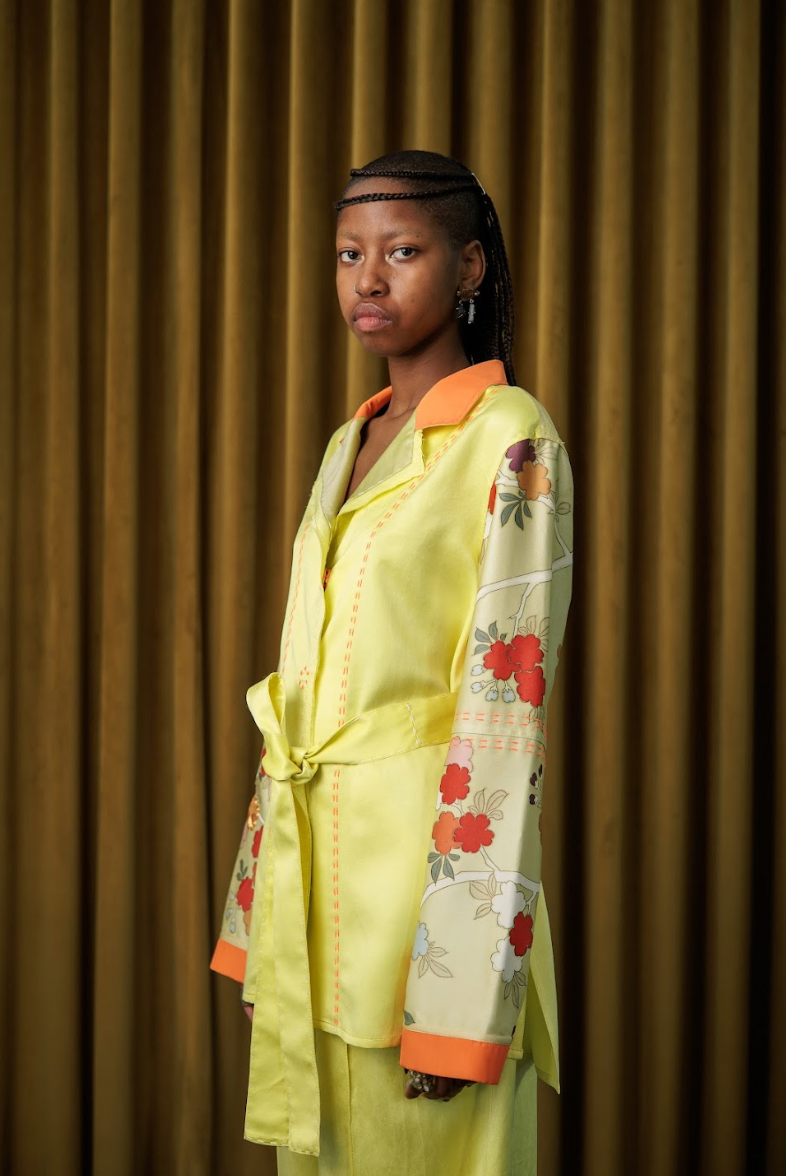 Hand-Dyed Clouded Sulphur Silk Shirt Blazer